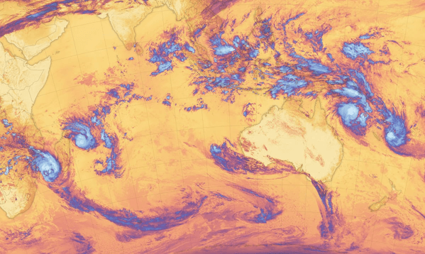 The satellite captured a record number of typhoons simultaneously.