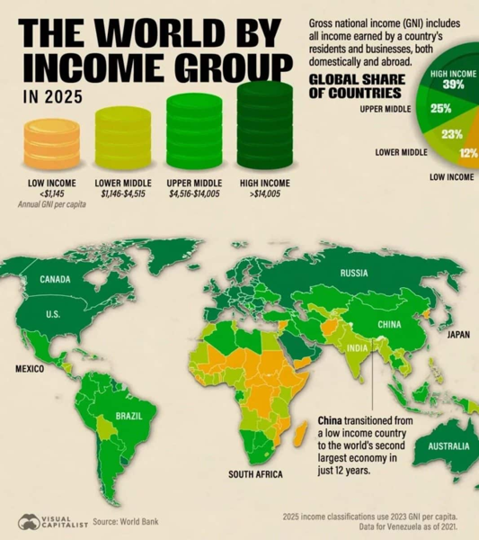 Инфографика: страны по группам доходов населения / © visualcapitalist